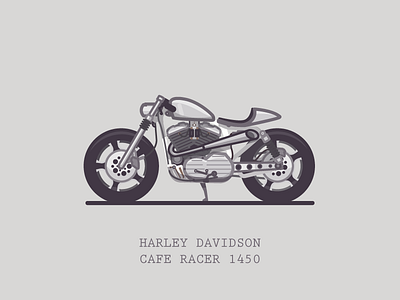 Harley Davidson Cafe Racer bike cafe racer cycle harley davidson illustration illustrator linework miguelcm nick slater ride