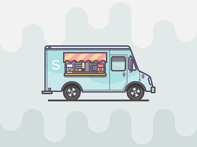 Ice Cream Truck food ice cream illustration illustrator linework miguelcm sweet truck vehicle