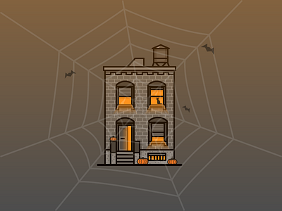 Halloween house architecture bat boo building halloween illustration illustrator miguelcm night pumpkin spiderweb