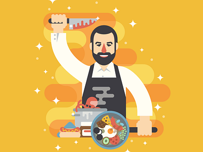 Robin Food chef cook flat food illustration illustrator kitchen miguelcm
