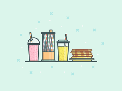 Fancy Snack fancy food illustration illustrator juice miguelcm pancakes sundae