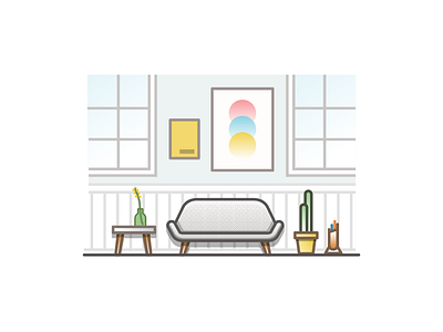 Nordic Living couch deco furniture house illustration illustrator living miguelcm plant