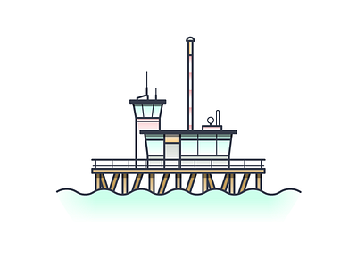 Coast Guard Station architecture building coast illustration illustrator line marine miguelcm sea