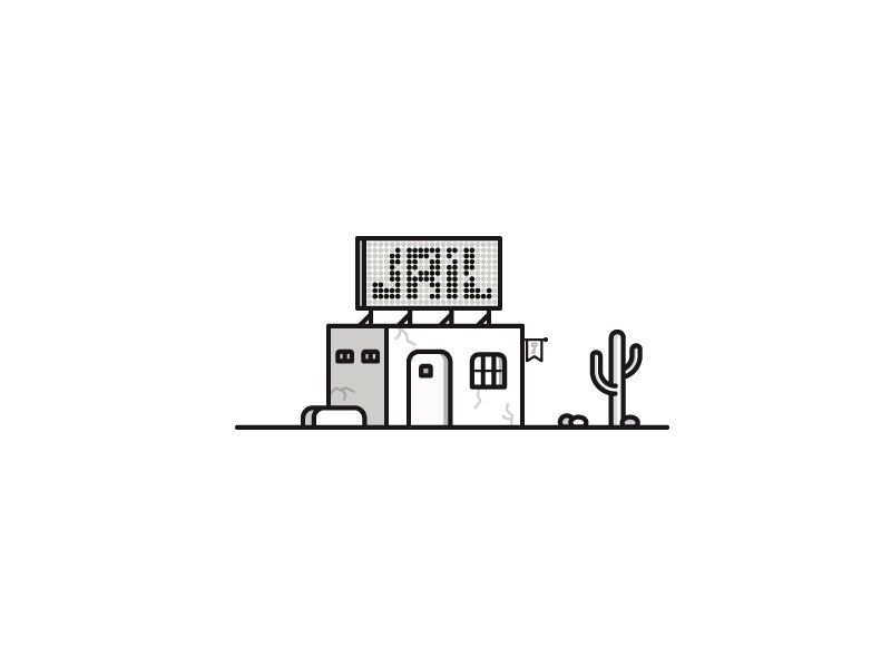 Lonely Jail building cactus desert illustration illustrator jail line miguelcm neon