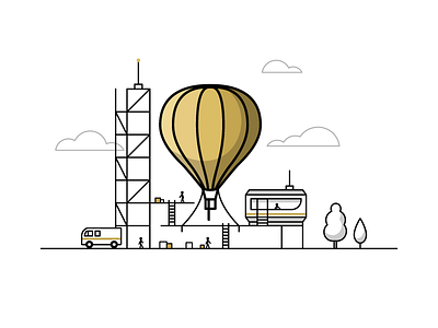 Air Balloon Shuttle balloon base illustration illustrator lines miguelcm people shuttle space vehicles