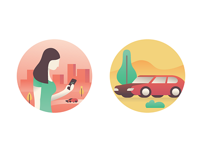 Style Exploration car city illustration illustrator landscape miguelcm phone road scene vehicle woman