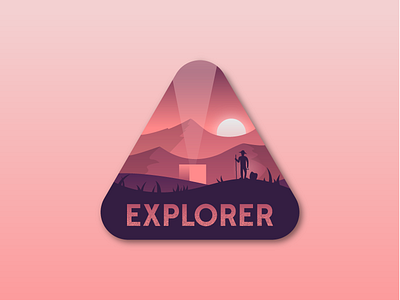 Explorer - Treasure badge discover explorer illustration illustrator landscape miguelcm mountains scene treasure