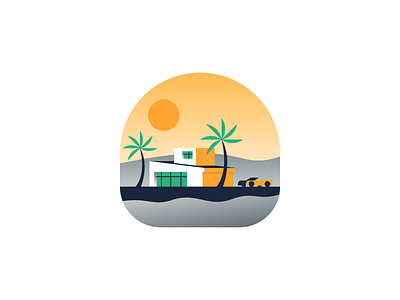 Beach beach car house illustration illustrator landscape living miguelcm palm scene sunset