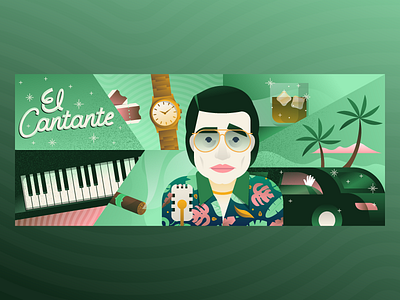 El Cantante cantante flat hector illustration latin lettering luxe miguelcm night singer tropical typography