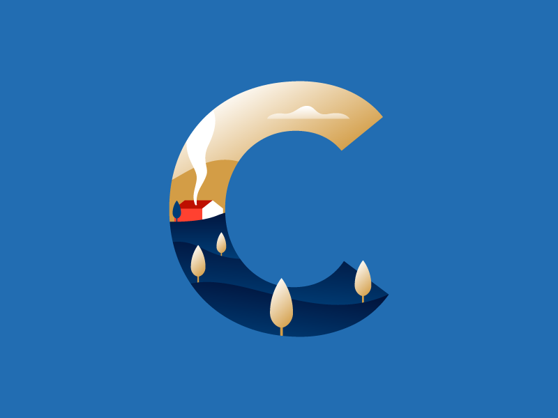 C - calm 36daysoftype c calm illustration illustrator landscape letter lettering miguelcm scene type typography