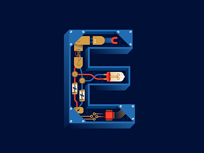 E | electric 36daysoftype e electric electronic energy illustration illustrator letter lettering miguelcm type typography