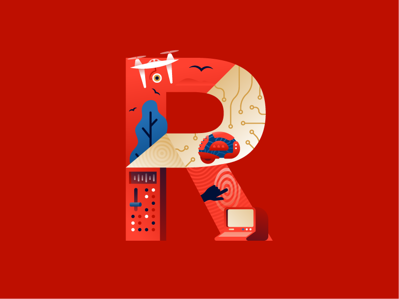 R - robotics 36daysoftype illustration illustrator letter miguelcm r robot type typography