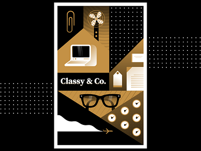 Classy & Co. airplane business classy computer glasses illustration miguelcm office retro time vector