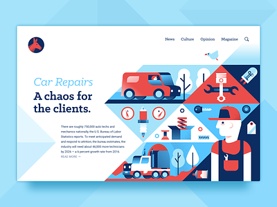 Opinion page: Car Repairs car chaos clients illustration miguelcm page repair ui uidesign ux web