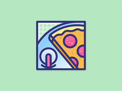 014 Pizza dailychallenge flat food illustration illustrator linework miguelcm outline pizza
