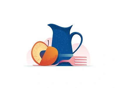 035 Peach dailychallenge enamel flat fork illustration illustrator miguelcm peach pitcher still life