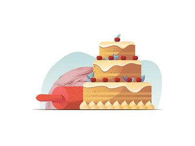 043 Cake bakery cake dailychallenge food illustration illustrator kitchen miguelcm pie wonky