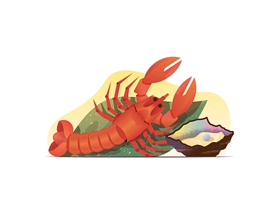 045 Lobster dailychallenge fish food illustration lobster miguelcm oysters sellfish still life