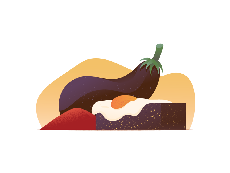 056 Egg miguelcm food illustrator illustration dailychallenge still life saffron eggplant concrete egg