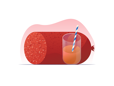 058 Salami dailychallenge food illustration illustrator miguelcm orange juice salami still life straw