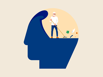 Alzheimer alzheimer brain character flat header illustration illustrator mental disease mental health miguelcm mind scene vector