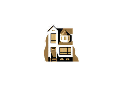 Gold House architecture building flat home house illustration illustrator miguelcm scene