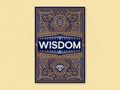Wisdom Card design engraving illustration lettering linework miguelcm procreate typogaphy