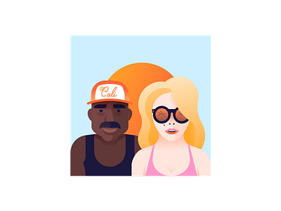 Summer shots beach california couple illustration illustrator summer sun