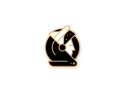 Space helmet astronaut badge cosmos gold illustration illustrator linework miguelcm premium stars