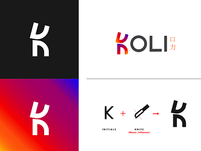 Koli Logo app brand design brand identity branding design flat flat logo gradient graphic design icon influencer influencer marketing influencers instagram knife logo logo concept logo design minimal minimalist logo