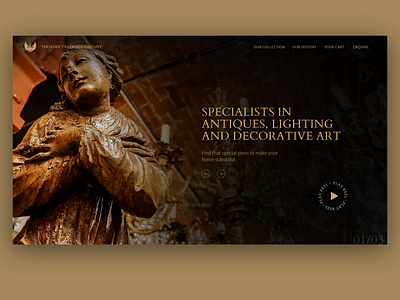 Phoenix Trading Company classic classic design dark ui gold gold and silver hero section luxury ui luxury webdesign statues uidesign uiinspiration uiux user interface webdesign