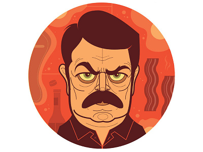 Ron illustration parks and recreation portrait ron swanson wired