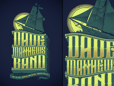 DMB Ship 2 ephemra lettering merch screen print ship shirt t shirt typography vintage