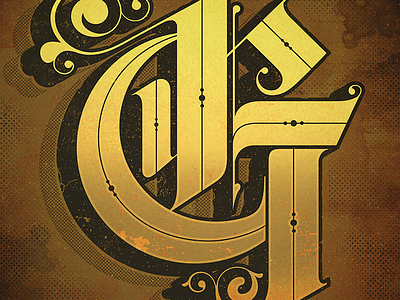 Type Fight - G black letter custom lettering g gold lettering ornate texture type type fight typography
