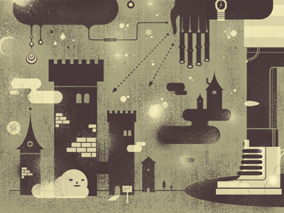 Still tweaking... castle fog moon screen print slug texture