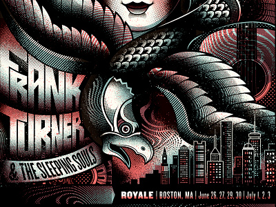 Frank Turner and the Sleeping Souls boston city eagle frank turner gigposter guitar illustration poster psych screen print skyline woman