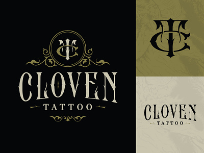 Cloven Tattoo branding cloven custom type lettering logo monogram tattoo type typography