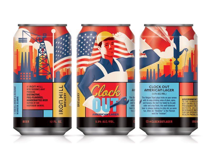 Clock Out American Lager illustration americana beer label packaging beer can beer