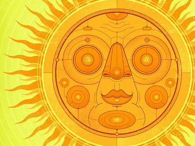 Sun character face geometric illustration smile sun symetrical