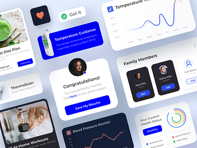 Interface Elements- Health Monitoring app design interface interface elements mobile mobile app mobile app design mobile design ui ux