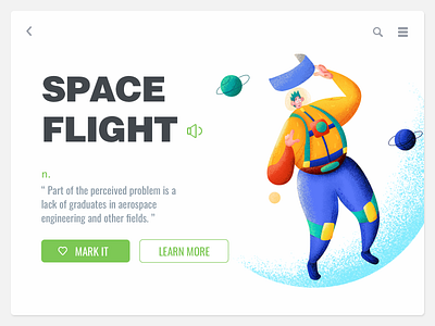 Space flight illustration painting ui ui design