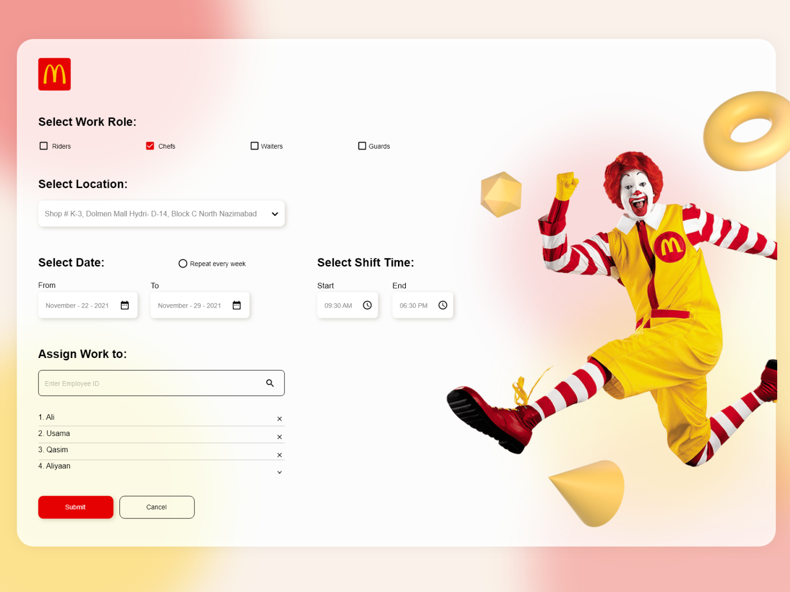 Mcdonalds Workers Shift System By Mohammad Owais On Dribbble