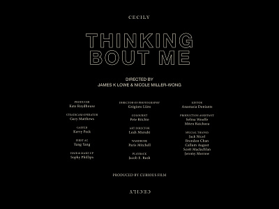 Cecily - Thinking Bout Me | Credits art direction branding film film poster layout music art music video new zealand typography