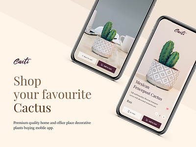 Cacti- E-commerce app for decorative items branding clean design flat icon illustration illustrator minimal ui ux