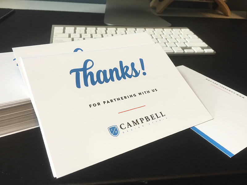 Thank you cards for clients by Cameron Campbell on Dribbble