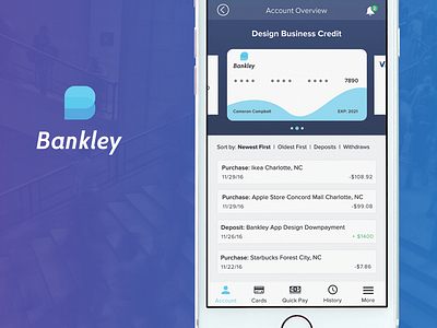 Bankley-Banking App app app design banking app blue design startup