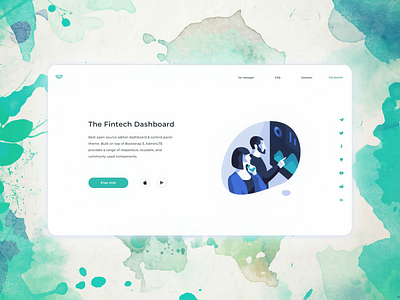 Fintech minimal landing page design flat landing page minimal ui web website