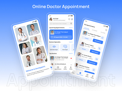 Doctor Appointment App UI/UX appdesign figma interactiveprototype ui ui design uiux design uiuxdesign userinterfacedesign