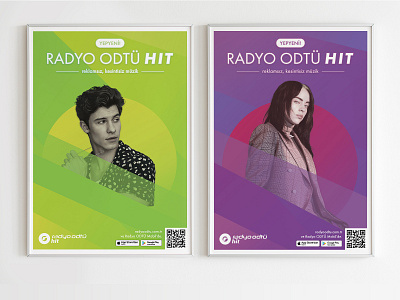 Posters for Radio ODTU Hit artist billie eilish design green music poster poster design print print design purple radio shawn mendes singer white