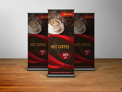 Roll Up Banner billboard branding design coffee banner food banner hoarding hot coffee roll up
